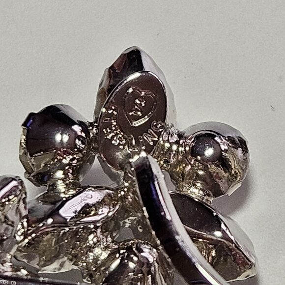 *Sale* Star Art Vintage Rhodium Plated Sterling Rhinestone Brooch Screw Back - Picture 4 of 11